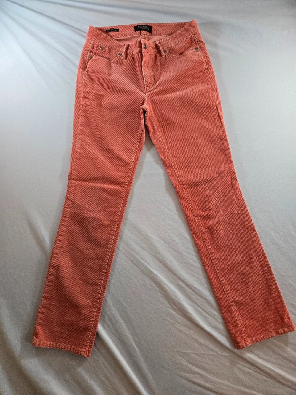 Talbots Petites Women's 2P Coral Corduroy Straight Pants Flawless Pocket